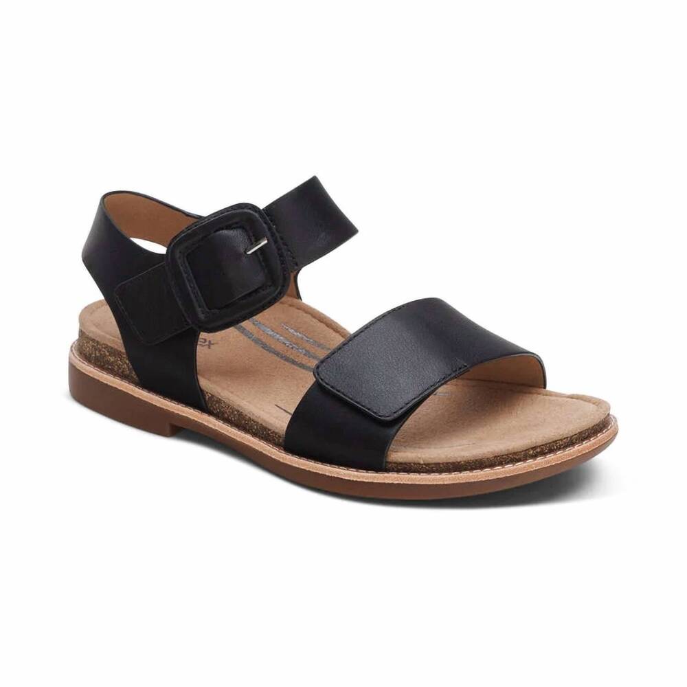 NEW AETREX women's claire quarter strap sandal in black